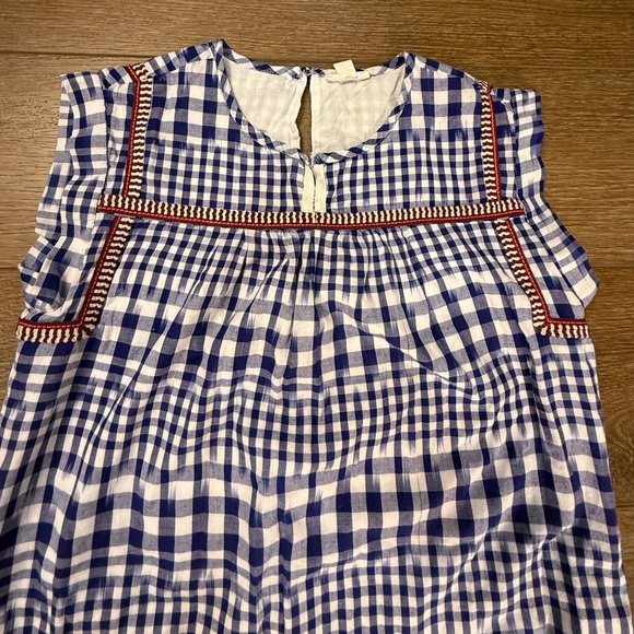 J. Crew Crewcuts Girls Gingham Navy Dress Embroidered Lined Sz 14 Summer/Fall - Picture 7 of 11